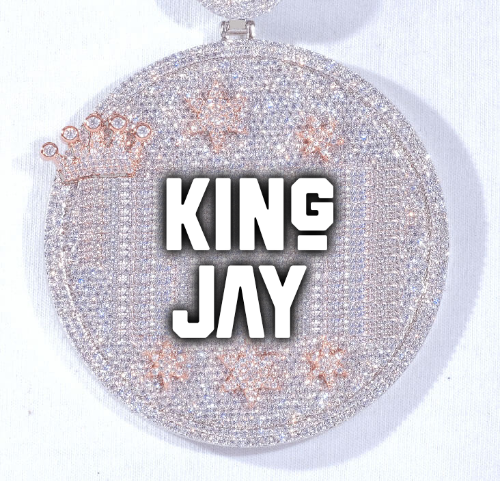 CUSTOM LETTER NECKLACE 3D BIG CROWN DISC
