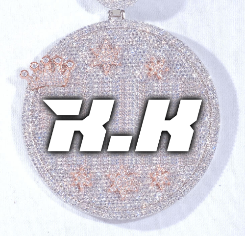 CUSTOM LETTER NECKLACE 3D BIG CROWN DISC