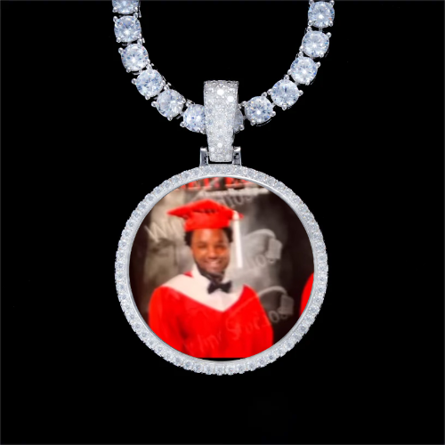 925S & VVS Moissanite 3D Circle Custom Picture Pendant