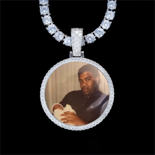 925S & VVS Moissanite 3D Circle Custom Picture Pendant