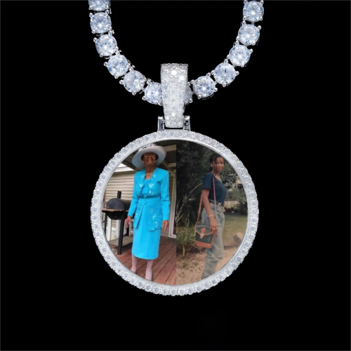 925S & VVS Moissanite 3D Circle Custom Picture Pendant
