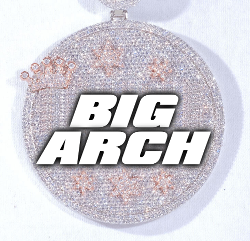CUSTOM LETTER NECKLACE 3D BIG CROWN DISC