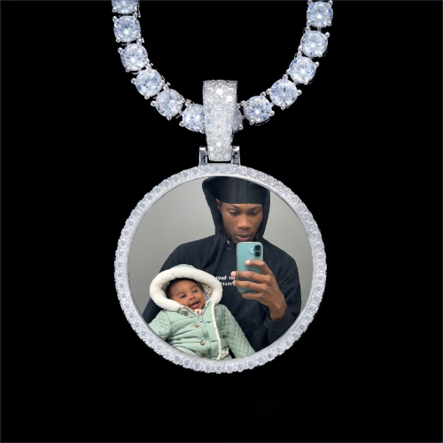 925S & VVS Moissanite 3D Circle Custom Picture Pendant