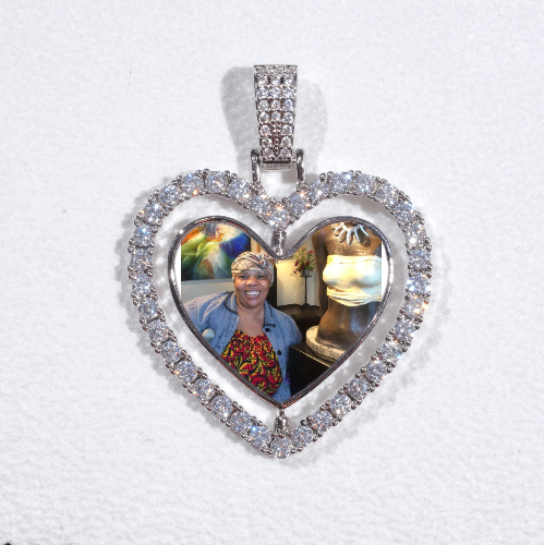 3D Spinning 2-Faced Heart Custom Picture Pendant