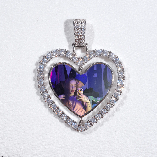 3D Spinning 2-Faced Heart Custom Picture Pendant
