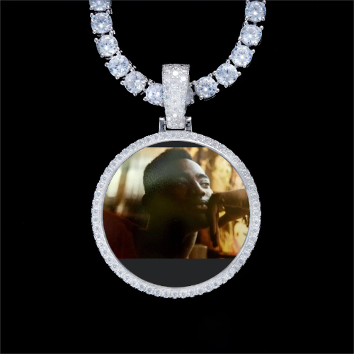 925S & VVS Moissanite 3D Circle Custom Picture Pendant