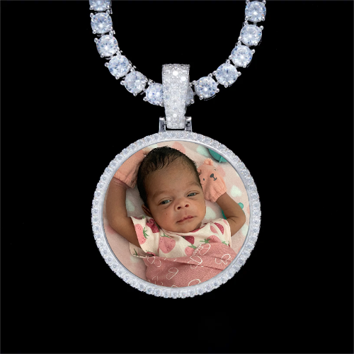 925S & VVS Moissanite 3D Circle Custom Picture Pendant