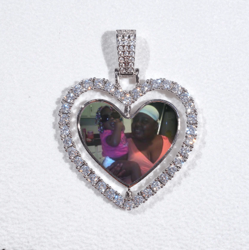 3D Spinning 2-Faced Heart Custom Picture Pendant