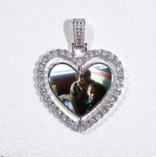 3D Spinning 2-Faced Heart Custom Picture Pendant