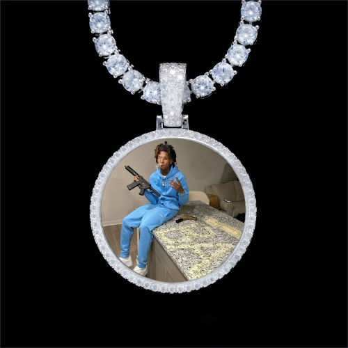925S & VVS Moissanite 3D Circle Custom Picture Pendant
