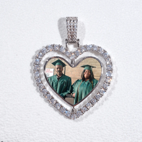3D Spinning 2-Faced Heart Custom Picture Pendant
