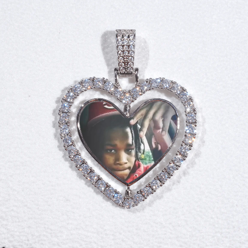 3D Spinning 2-Faced Heart Custom Picture Pendant