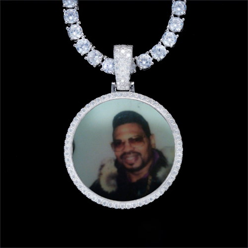 925S & VVS Moissanite 3D Circle Custom Picture Pendant