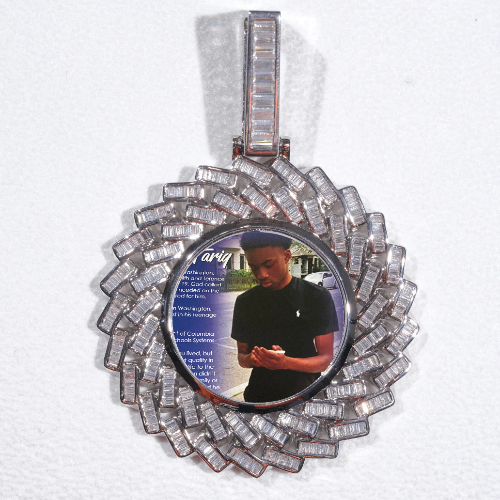 Large 3D Baguette Custom Picture Pendant