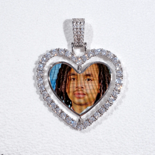 3D Spinning 2-Faced Heart Custom Picture Pendant