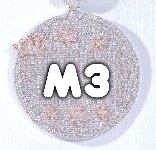 CUSTOM LETTER NECKLACE 3D BIG CROWN DISC