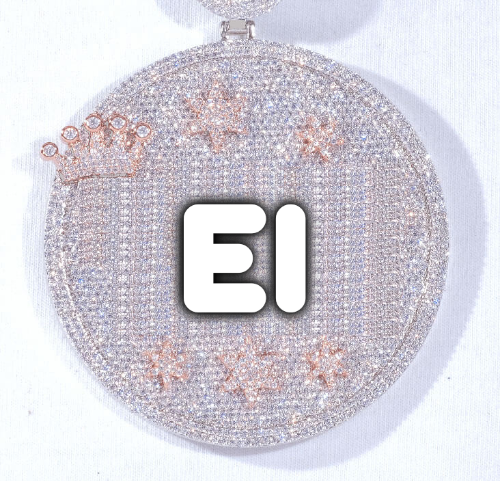 CUSTOM LETTER NECKLACE 3D BIG CROWN DISC
