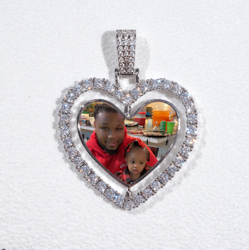 3D Spinning 2-Faced Heart Custom Picture Pendant