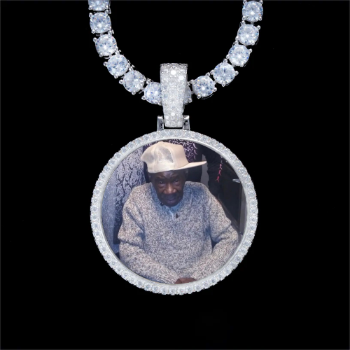 925S & VVS Moissanite 3D Circle Custom Picture Pendant