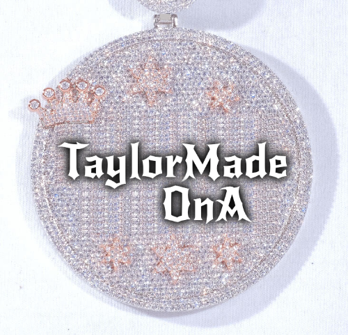 CUSTOM LETTER NECKLACE 3D BIG CROWN DISC