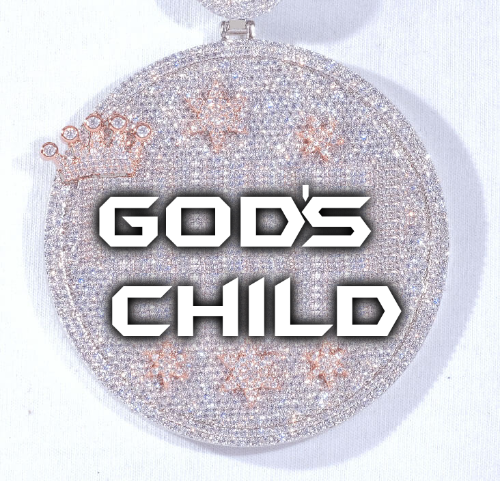 CUSTOM LETTER NECKLACE 3D BIG CROWN DISC