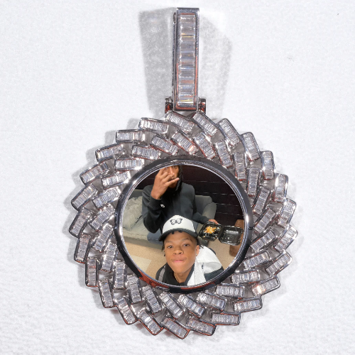 Large 3D Baguette Custom Picture Pendant