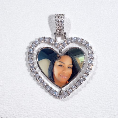3D Spinning 2-Faced Heart Custom Picture Pendant