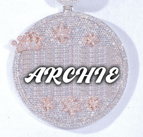 CUSTOM LETTER NECKLACE 3D BIG CROWN DISC