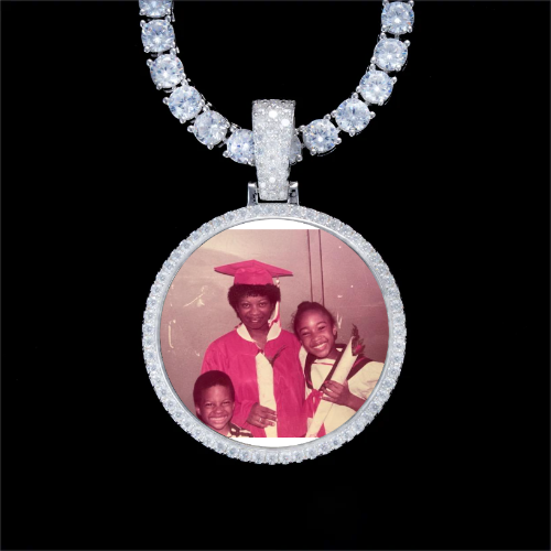 925S & VVS Moissanite 3D Circle Custom Picture Pendant