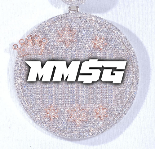 CUSTOM LETTER NECKLACE 3D BIG CROWN DISC