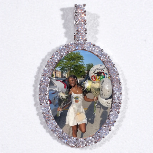 Large 3D Oval Custom Picture Pendant