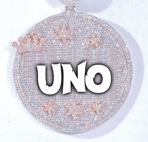 CUSTOM LETTER NECKLACE 3D BIG CROWN DISC