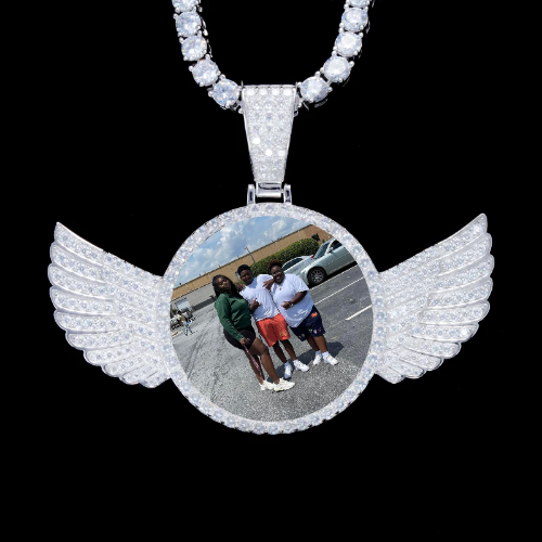 925S & VVS Moissanite 3D Wing Custom Picture Pendant
