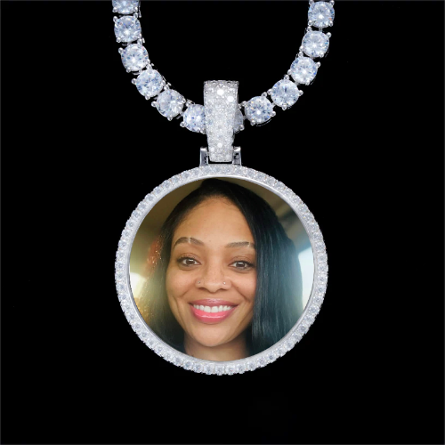 925S & VVS Moissanite 3D Circle Custom Picture Pendant