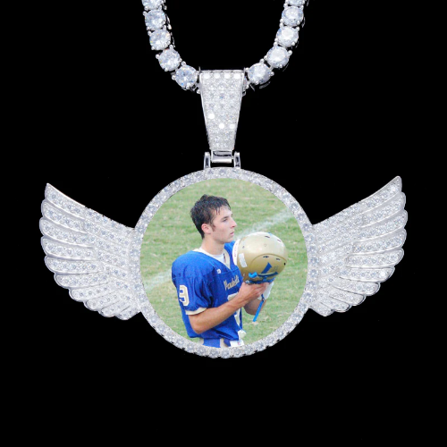 925S & VVS Moissanite 3D Wing Custom Picture Pendant