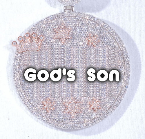 CUSTOM LETTER NECKLACE 3D BIG CROWN DISC