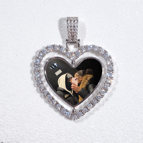 3D Spinning 2-Faced Heart Custom Picture Pendant