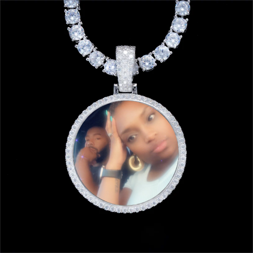 925S & VVS Moissanite 3D Circle Custom Picture Pendant