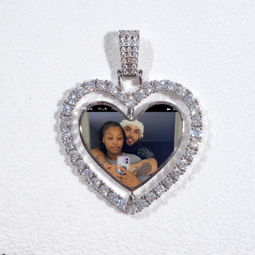 3D Spinning 2-Faced Heart Custom Picture Pendant
