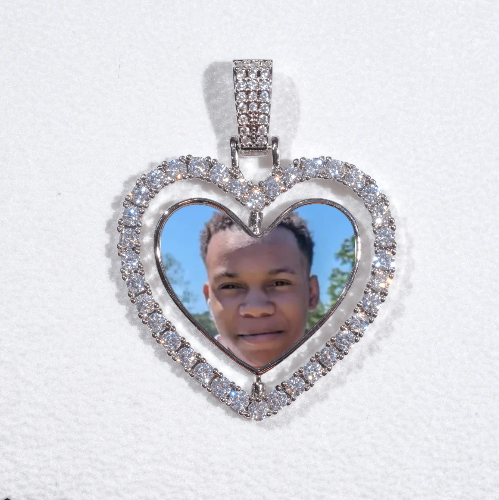 3D Spinning 2-Faced Heart Custom Picture Pendant