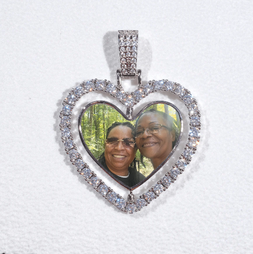 3D Spinning 2-Faced Heart Custom Picture Pendant