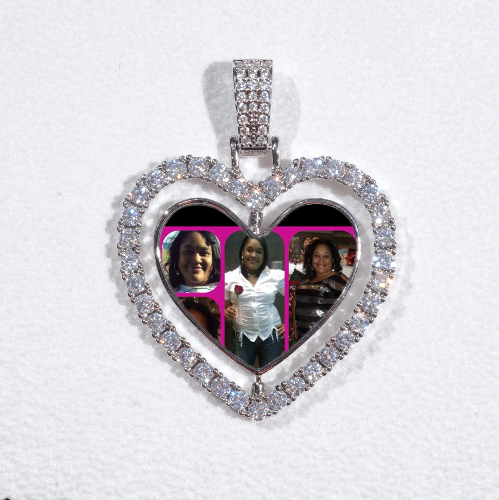 3D Spinning 2-Faced Heart Custom Picture Pendant