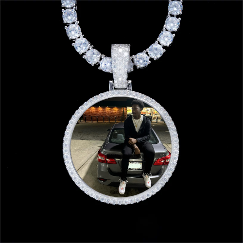 925S & VVS Moissanite 3D Circle Custom Picture Pendant