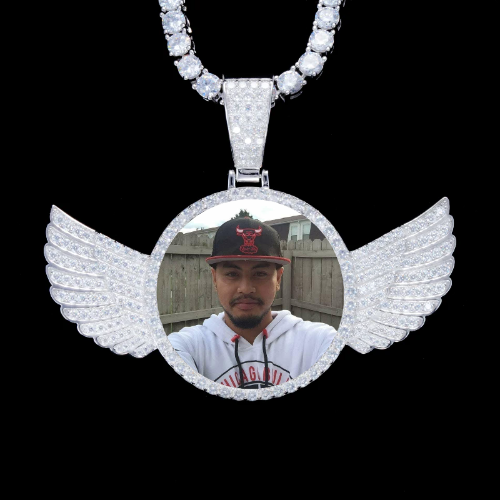 925S & VVS Moissanite 3D Wing Custom Picture Pendant