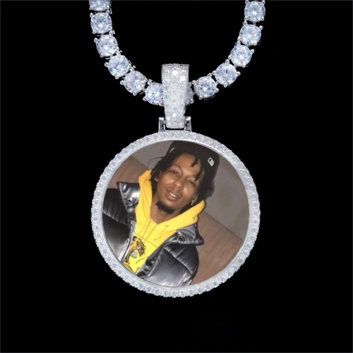 925S & VVS Moissanite 3D Circle Custom Picture Pendant