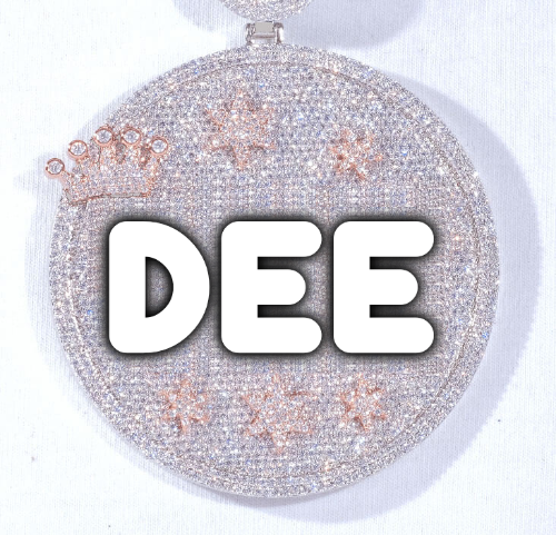CUSTOM LETTER NECKLACE 3D BIG CROWN DISC