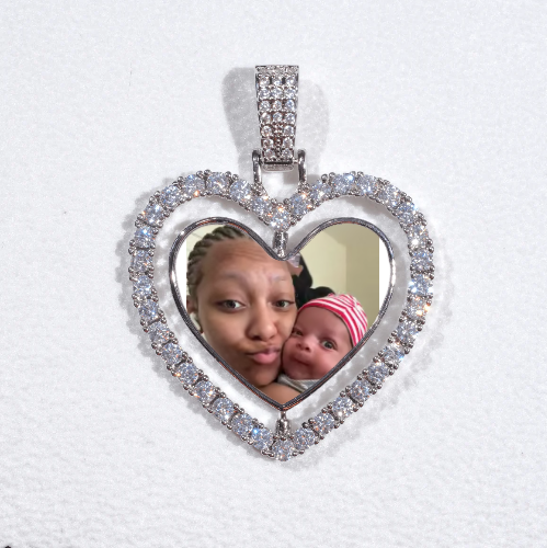 3D Spinning 2-Faced Heart Custom Picture Pendant
