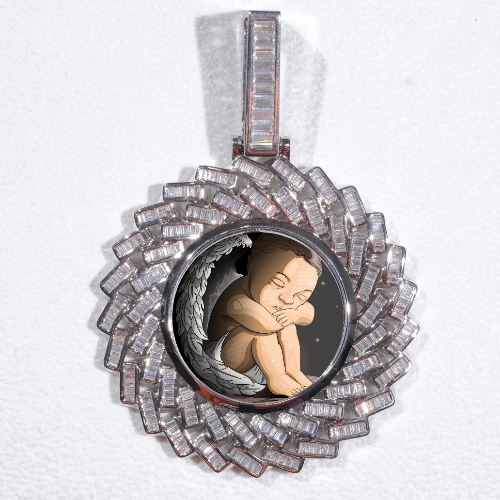 Large 3D Baguette Custom Picture Pendant