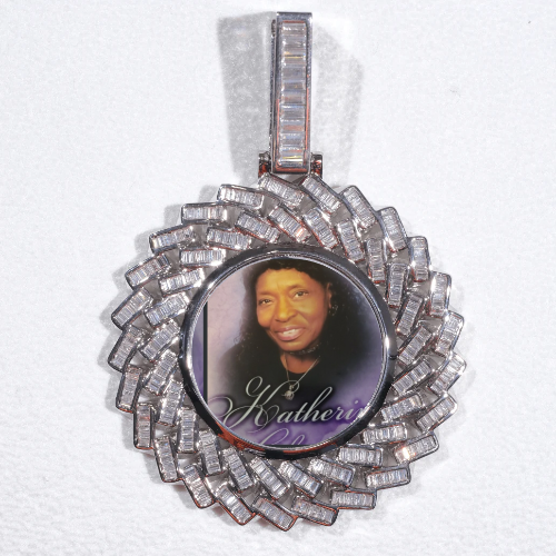 Large 3D Baguette Custom Picture Pendant