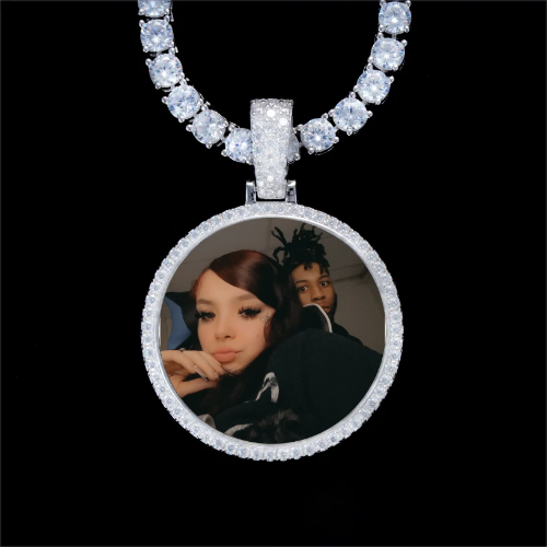 925S & VVS Moissanite 3D Circle Custom Picture Pendant